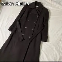 カルバンクライン カシミヤ ウール 混合ロングコート ブラウンのサムネイル