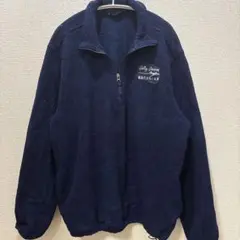 希少 USA製 ランズエンド ハーフジップ フリース 刺繍 企業ロゴ ネイビーのサムネイル
