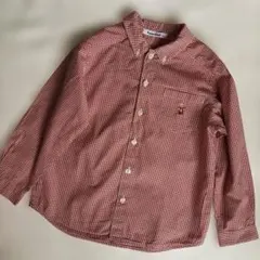 familiar 赤チェック ボタンダウンシャツ 120