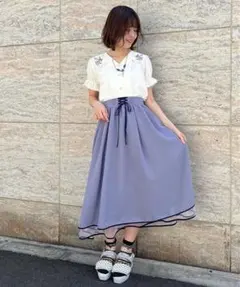 axes femme poetiqueスカート リボン花柄バックフリル