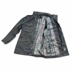 バーバリーロンドンノバチェックナイロンコートメンズM フード収納