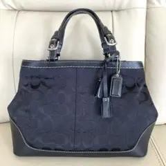COACH コーチ シグネチャー　キャンバスハンドバッグ　チャック付　ブラック