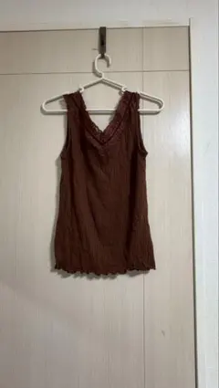 ブラウン レース付きタンクトップ Fサイズ