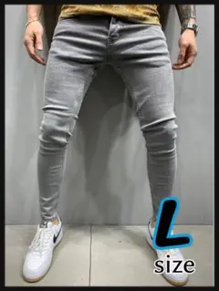 デニム　L グレー　スキニー　ボトムス　ストレッチ　パンツ