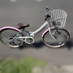 折りたたみ自転車 子供用 ピンク ホワイト　２２インチのサムネイル
