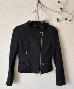 美品　INED ライダースジャケット　ダークグレー　ウール100%