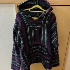 メキシコ製　メキシカンパーカー　ブラックパープル
