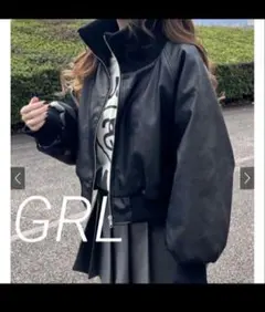 GRLグレイル襟2Wayレザーダウンブルゾン ブラック Fのサムネイル