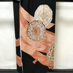 値下げ不可b815 絹混　黒留袖　比翼付　五つ紋　金駒刺繍　金彩　着物