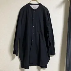 無印良品 綿100% ノーカラー長袖シャツ　S-M 紺