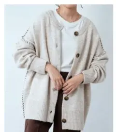 ディスコート　もちもちニット　カーディガン もちもちステッチカーデ,カーディガン