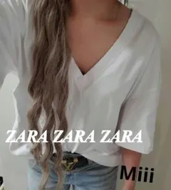 ◼️A11235 ZARA♡目立たない薄シミあるのでお安くしてます定番半袖Vネック