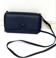 ショルダーウォレット ショルダーバッグ ネイビー リボン付き