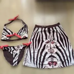 ゼブラ柄ビキニとスカートセット
