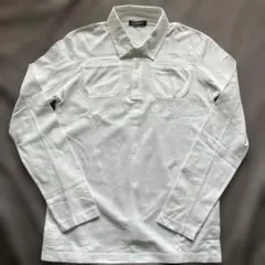 COSTUME NATIONAL HOMMEコットンピケ　長袖ポロシャツ　白　M