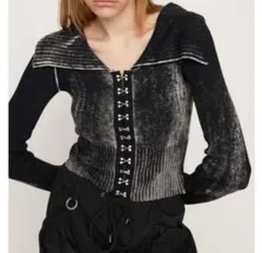 美品　SLY フロント フック ビッグ カラー トップス