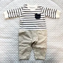 Leeカバーオール セパレート風 ボーダー チノ　80cm 綿100% ベビー