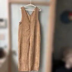 SamansaMos2ベージュ サロペット Vネック