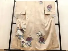 訪問着　手描き　牡丹　草花文　正絹　逸品