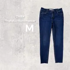 ZARA ザラ スキニーデニム ジーンズ フリンジ裾 ストレッチ 38 ブルー