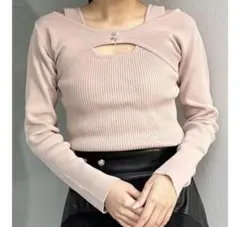 MURUA フロントホックレイヤードライクニット ピンク