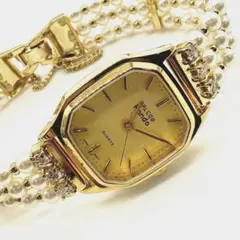 美品★BALCON★バルコン 腕時計 パール ビジュー ゴールド ブレスレット