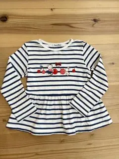 ファミリア　長袖　Tシャツ　110 ボーダー　ペプラム