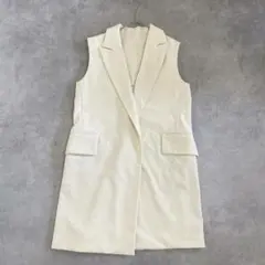 エブール ボタニカルミディアムリネンノースリーブジャケット ジレ