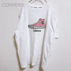 コンバース 半袖Tシャツ スニーカー刺繍 オーバーサイズ（L）ホワイト 綿100