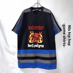 90s hip hop ゲームシャツ devil ストリート B系　Ｖネックのサムネイル