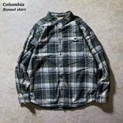 Columbiaヘビーネルシャツ古着アメカジCBOY当時物グリーンネイビー美品