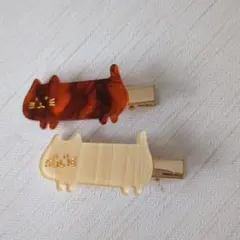 猫型アクリルヘアピン2個セット