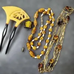 昭和デザイン　鼈甲カラーアクセサリー　②　ネックレス等