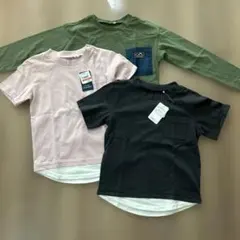 黒いポケット付きTシャツ 120サイズ　長袖ロンT ３枚セット