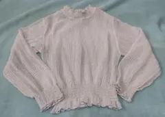 VIS　ドット柄シアートップス　グレー