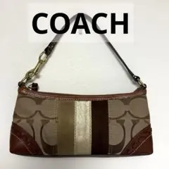 美品 COACH コーチ アクセサリーポーチ シグネチャー ブラウン y2k
