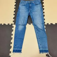 デニムブルー スキニージーンズ フリンジ裾　　721