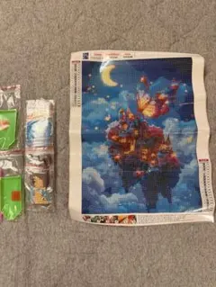 다이아몬드 아트 키트 30×40cm 버터플라이 문 나이트 스카이 캐슬 비드 아트