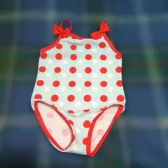 インポート水色 赤い水玉 ベビー水着 女の子80