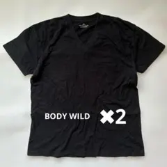 BODY WILD Vネック Tシャツ ブラック