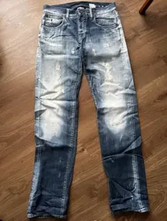 Purple ダメージ加工ライトブルーデニム