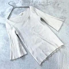 【プロポーションボディドレッシング】（3）リブ編みニット ベージュ Ｖネック