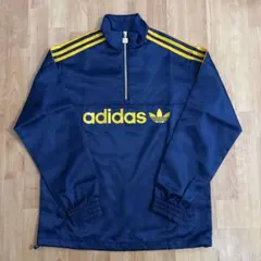 アディダス　サテン ウインドブレーカー ハーフジップ ジャージ