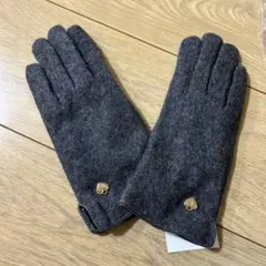 グレー ウール混紡 手袋 ハート型金具付き