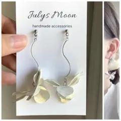 4386アンティークピアスイヤリングシルバー大ぶりフラワーロングシンプル韓国お花