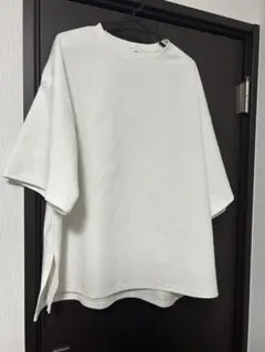 LILL サイドスリットコットンポンチビッグシルエット5分袖ドレープカットソー