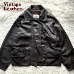 90's✨レザージャケット　ファイヤーマン　本革　ブルゾン　金具　大きい　茶色系