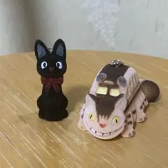 ジブリ　フロッキングキーチェーン ネコバス　ジジ　フロッキー　ボールチェーン