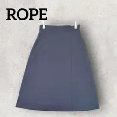 ROPE フレアスカート 台形 膝下丈 裏地有り きれいめ (36) ネイビー