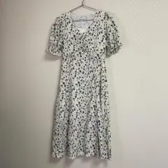 【新品タグ付】XINGKONG花柄 ロングワンピース M 半袖 春夏服 Aライン